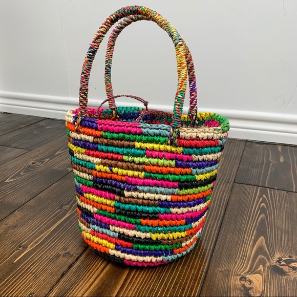 Sensi Studio Multicolor Woven Straw Baby Tote Bag - Picture 3 of 12